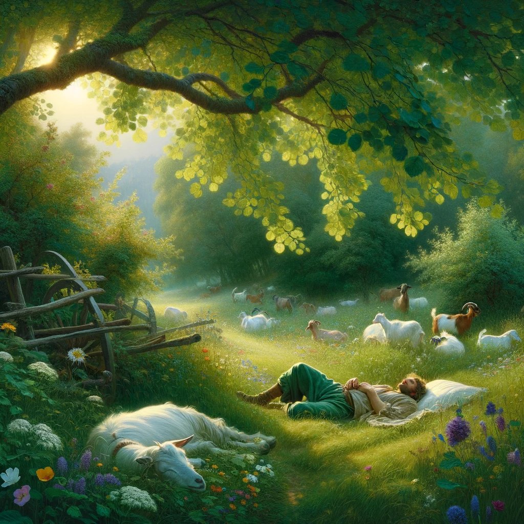 CK_KNG's tweet photo. Spring: Largo (2/3)
On the flower-strewn meadow, with leafy branches
rustling overhead, the goat-herd sleeps,
his faithful dog beside him.
(5/x) https://t.co/hmdgImXjSD