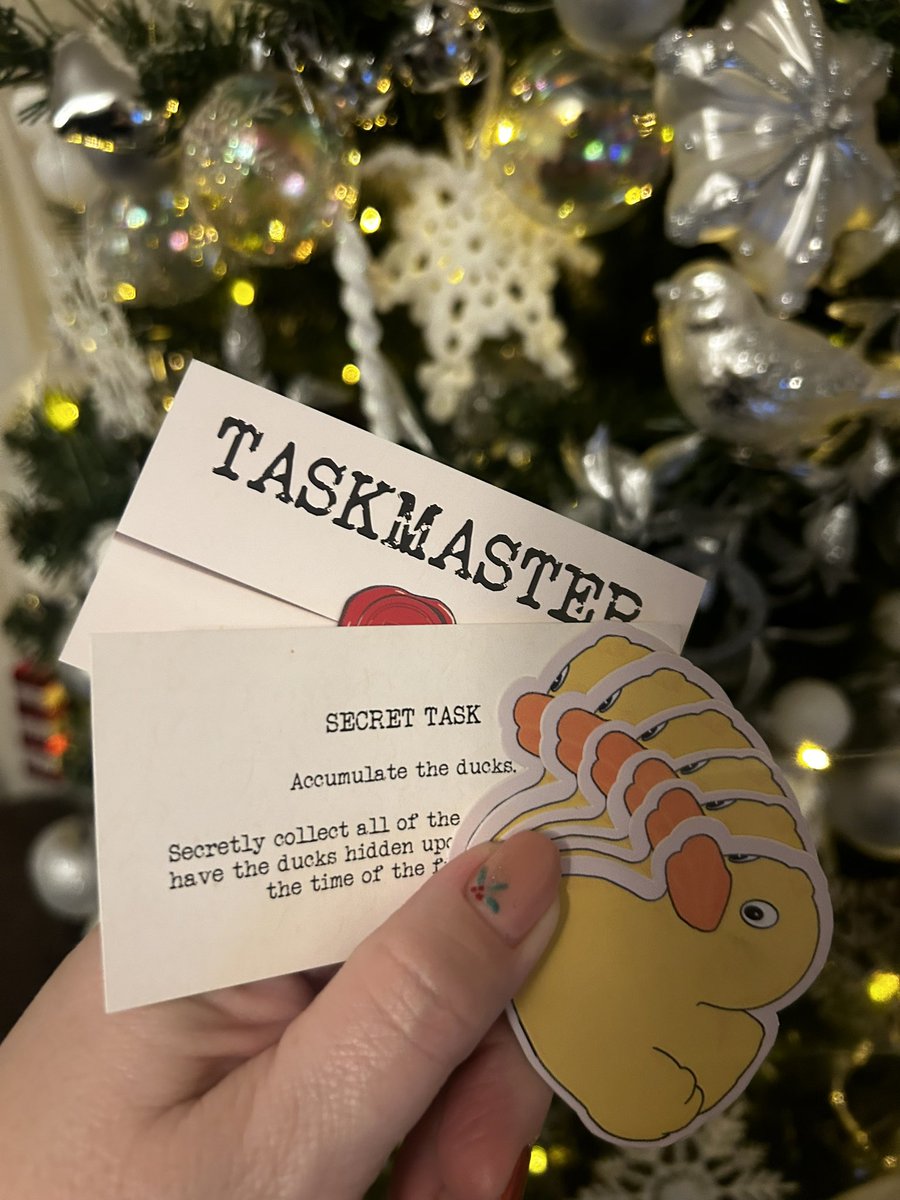 mrs_val_fowler's tweet photo. We didn’t get to complete all @taskmaster cracker tasks on Christmas Day. Means the main criteria for all clothing has been deep pockets to hide the ducks in preparation for the final task. Worth it 😅 @AlexHorne https://t.co/wpRid4tEEr