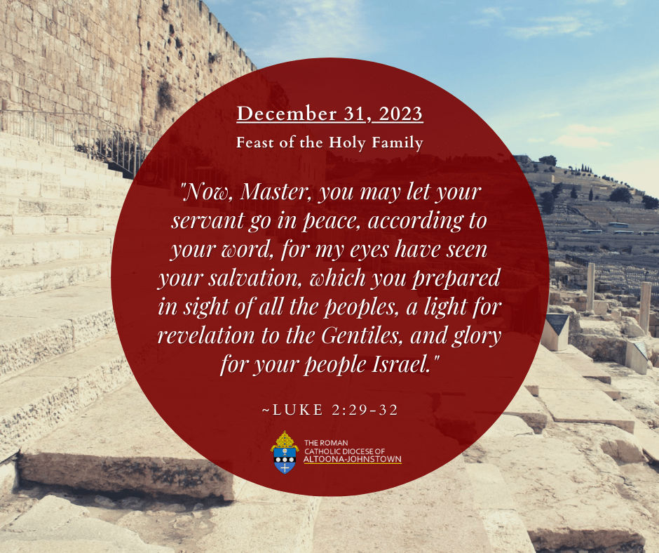 December 31, 2023 - Feast of the Holy Family

Today's Readings: bible.usccb.org/bible/readings…

The Proclaim! TV Mass is live today at 11:00 AM on WATM ABC 23 and will be rebroadcast tonight at 9:00 PM on Breezeline channel 9.