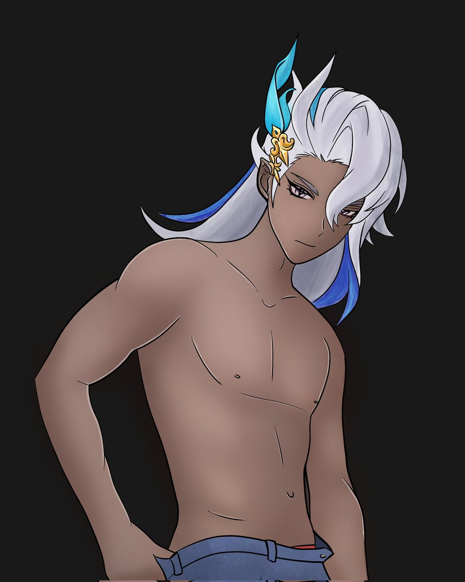 cptntater's tweet photo. Attempt 2 of drawing something in procreate. Btw y'all are Gunna see more shirtless Genshin men FYI #GenshinImpact #nsfw https://t.co/BPiSt79L0P
