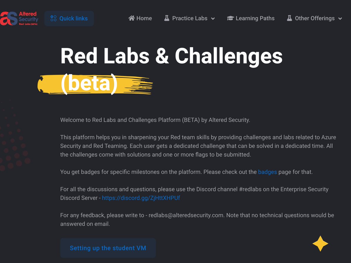 _RBPi's tweet image. This is the first online lab I have come across for learning about Azure security that is free and user-friendly.
Thank you @AlteredSecurity  for providing such an amazing red team lab!
redlabs.enterprisesecurity.io

#ADLab #Azure #AlteredSecurity