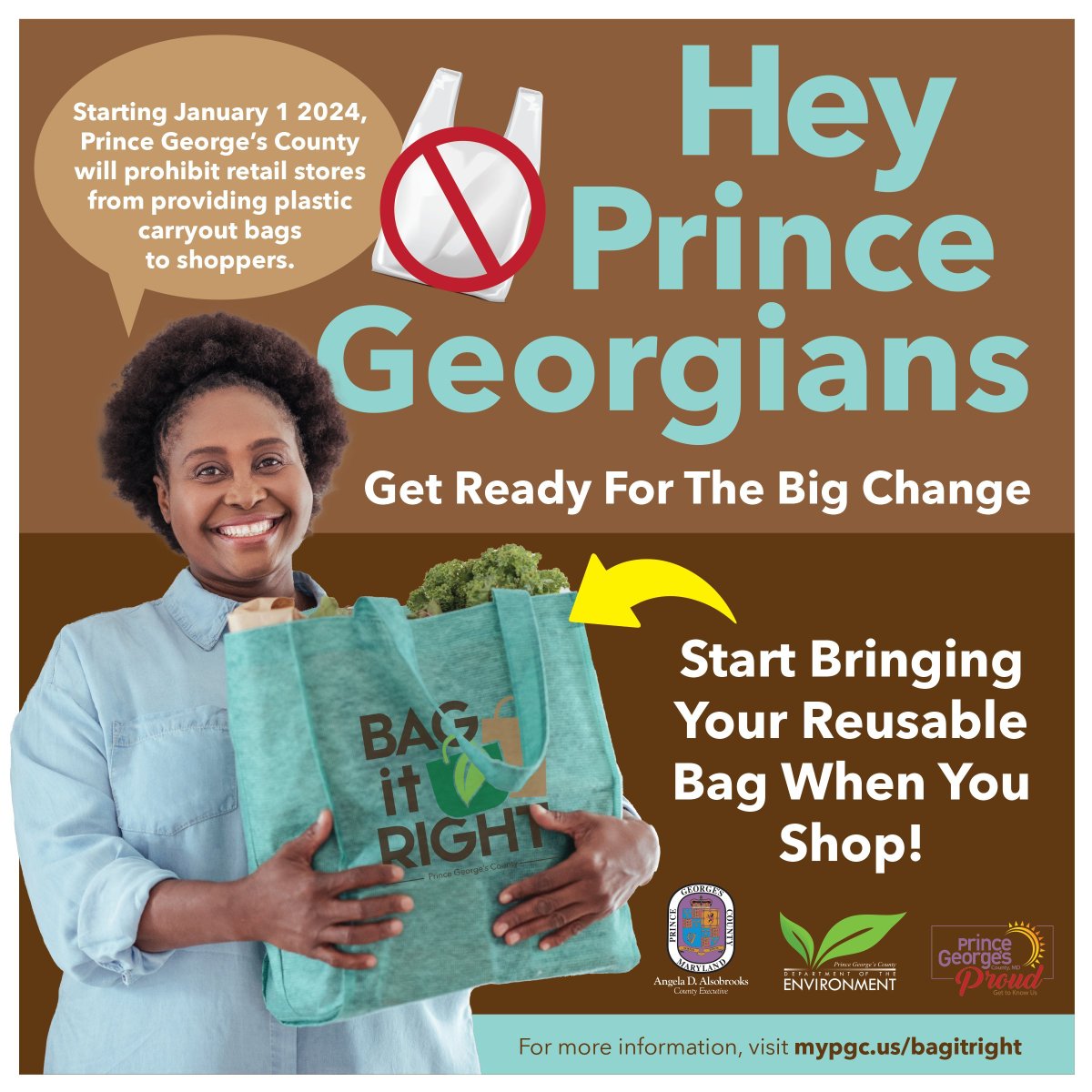 PGCSprout's tweet photo. #DYK plastic bags aren’t recyclable in the county’s Material Recycling Facility (MRF)? Plastic bags take up valuable space in the landfill or, worse, litter our streets! Bag it Right, use reusable bags when shopping. Visit https://t.co/9FZJFxQ1hW. #BagitrightPGC. https://t.co/21gtsMgX1k