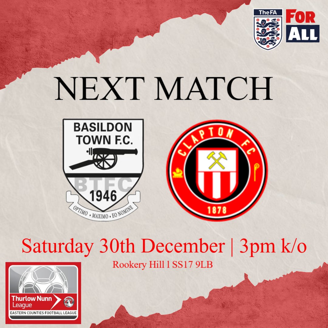 ClaptonFootball's tweet photo. Next Match l @ThurlowNunnL
Not much time to celebrate our latest win as we go back to it as we back on our travels this weekend as we travel up to 18th place @BasTownFC in the League.
Last 5 Games Form
#BasildonTown
๐ด๐ข๐ด๐ด๐ด
#TheTons
๐ข๐ข๐ด๐ด๐ข
#NonLeague #NonLeagueFootball https://t.co/4GUnkml6vQ