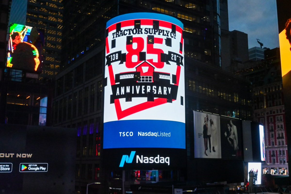 TractorSupply's tweet photo. Today marks the exact day of Tractor Supply’s founding 85 years ago! Congratulations and happy anniversary to all of our Team Members. And a special thank you to our customers for allowing us to serve you as you live Life Out Here. https://t.co/f2ecT8P8NM