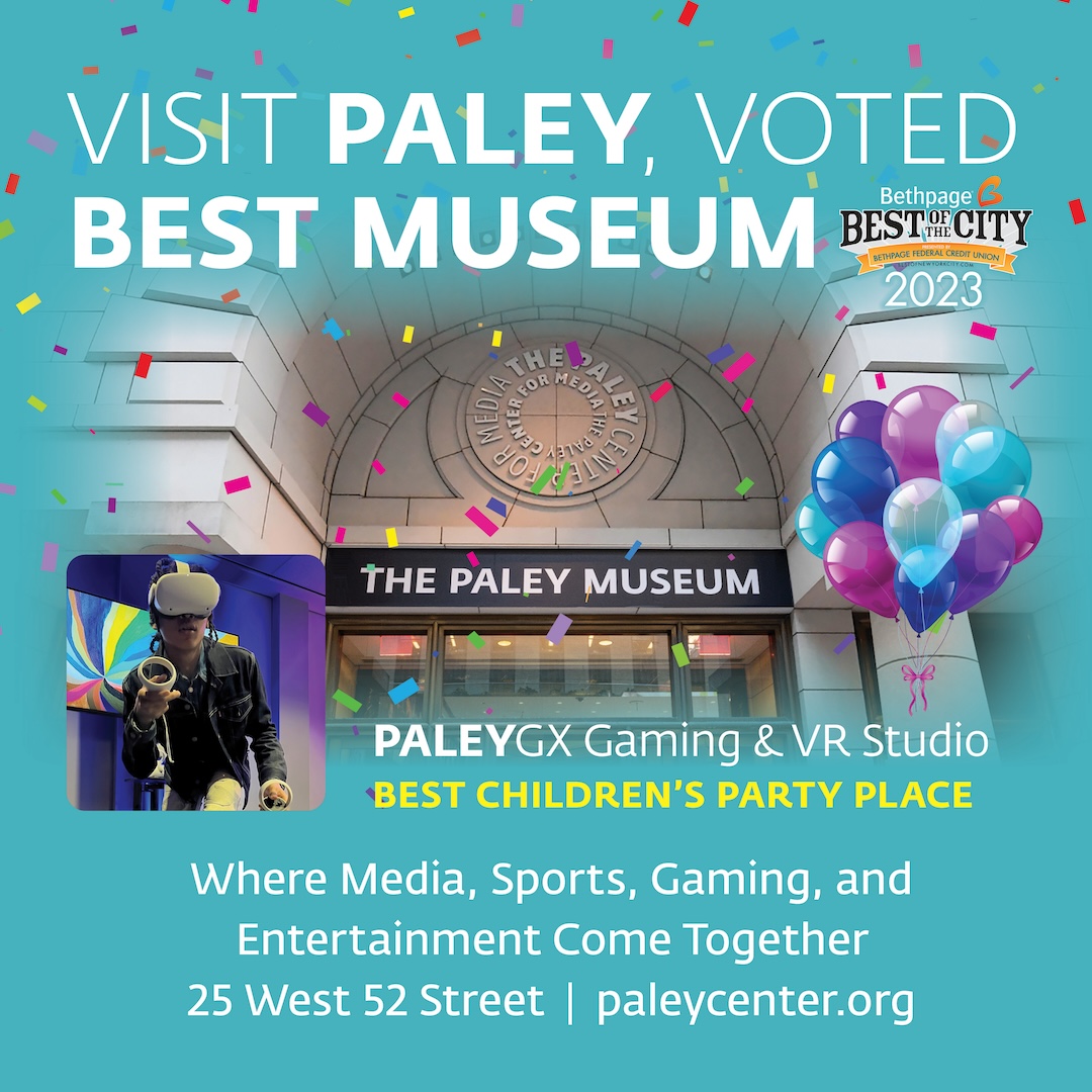 We're thrilled that The Paley Center for Media has been named the Best Museum in Manhattan for 2023 and Best Children's Party Place*! For more information about Paley membership, click here: bit.ly/46pdbRe