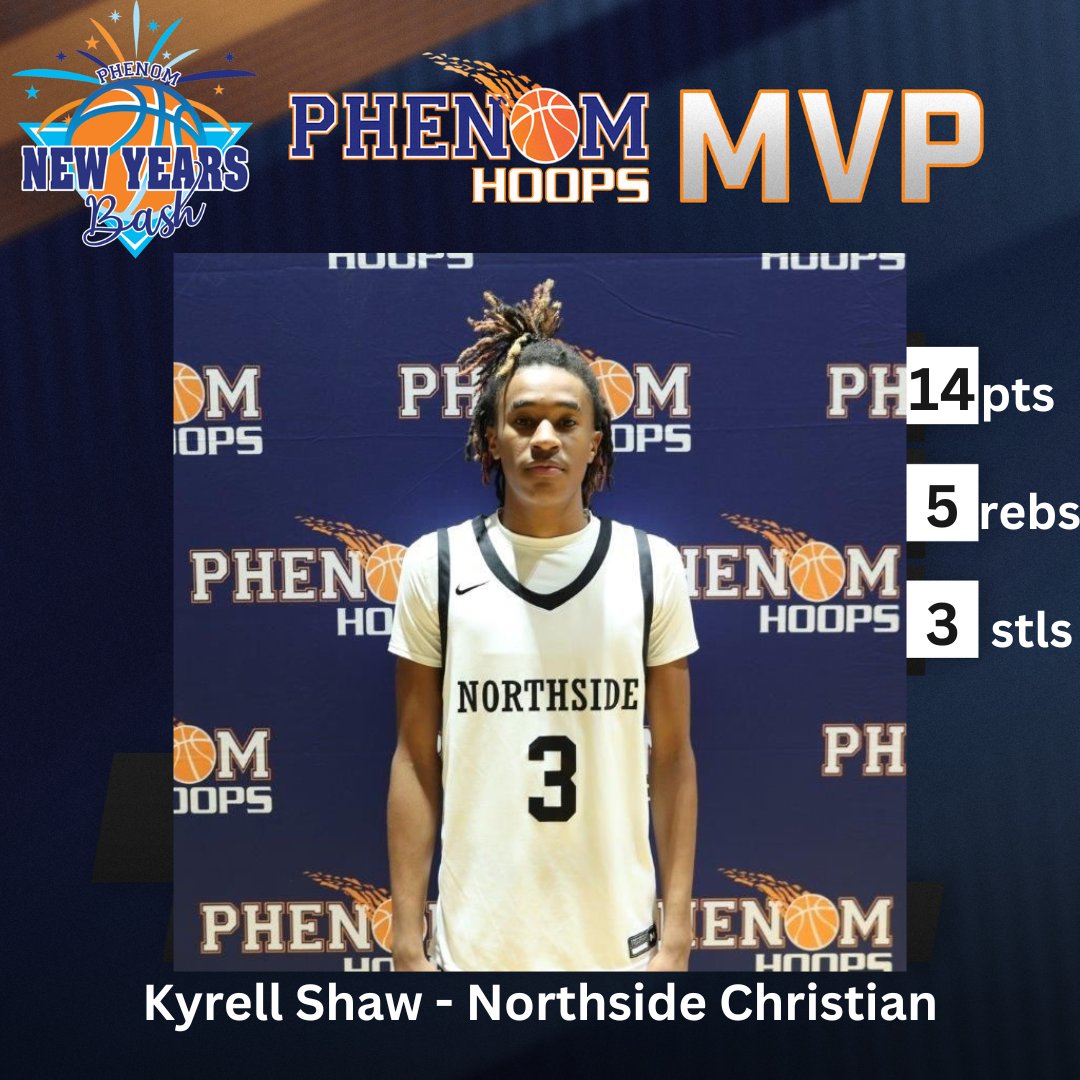 Final
Northside Christian 61 – Cardinal Gibbons 52
#PhenomNewYearsBash 

MVP: 
2024 Kyrell Shaw (Northside Christian)

Stats: phenomhoopreport.com/phenom-new-yea…

Standouts: phenomhoopreport.com/phenom-new-yea…