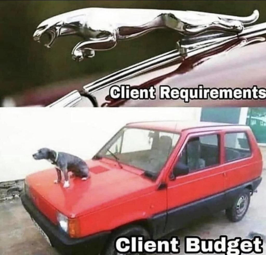 YGuillemet17015's tweet image. When your client’s vision is a luxury sports car but their budget says economy hatchback, you know there’s some creative problem-solving ahead! 🚗💨 #ClientVisionVsBudget #CreativeSolutions #ProjectManagementHumor #BudgetConstraints