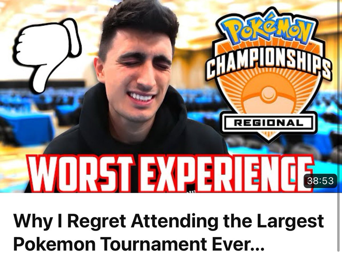 I hope nobody ever has to go through what I did at the Pokémon Regional Tournament in Texas. It was a nightmare 😮‍💨
youtu.be/xSdFUFmkAKk