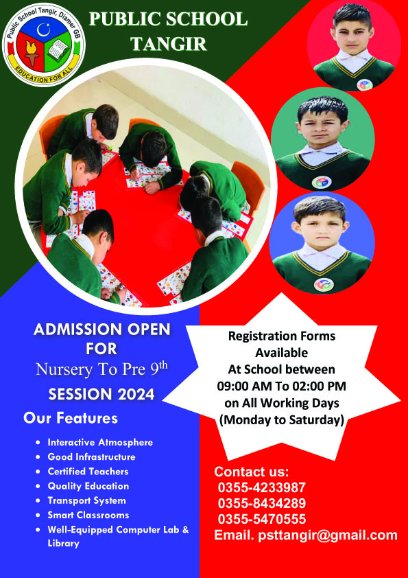ZafarTangiri's tweet photo. Open admissions for 2024
@ZafarTangiri 
#EducationForAll 
#GilgitBaltistan https://t.co/F1H0ti7vD7