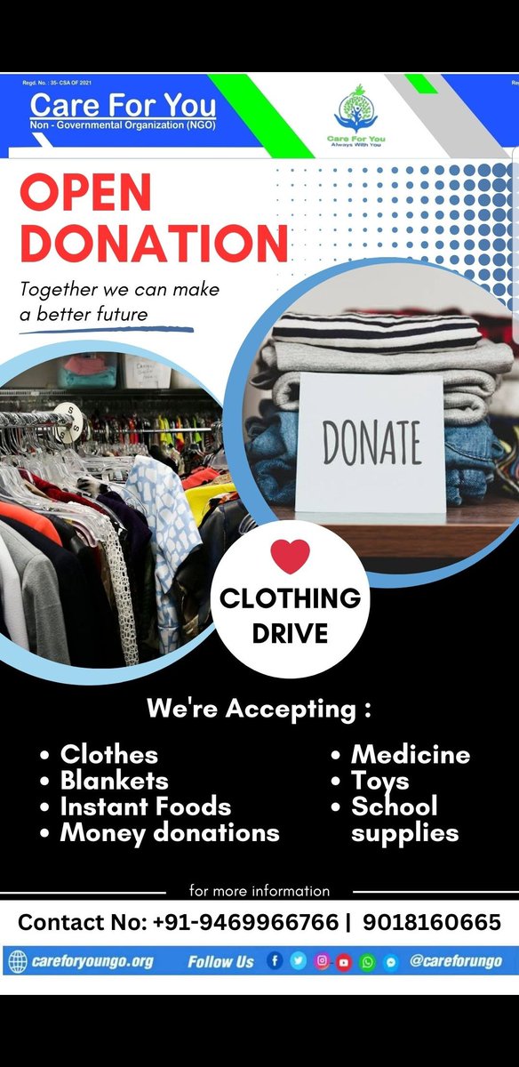 Jkutblooddonors's tweet photo. Open Clothing Donation Drive
Your little Contribution Give Big Change to This World and also for Poor Peoples
Lets make together a Change
Location: Jammu
#jammu #jammuandkashmir #jammu #donate #clothesdrive https://t.co/Dm304TuXaK