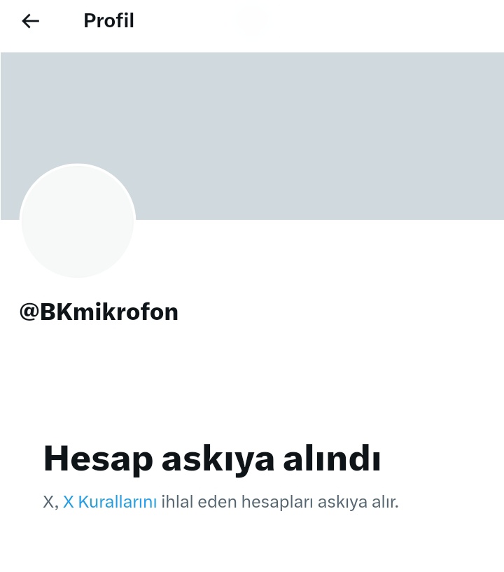 Kardeşimiz @BKmikrofon 'un hesabı malesef askıya alındı..
Ama bizde 'DURMAK YOK YOLA DEVAM' biliyorsunuz..
Yeni hesabıyla tekrar aramızda..
Takip edip duyurursanız seviniriz.. 🇹🇷 

👉   @lydkeles