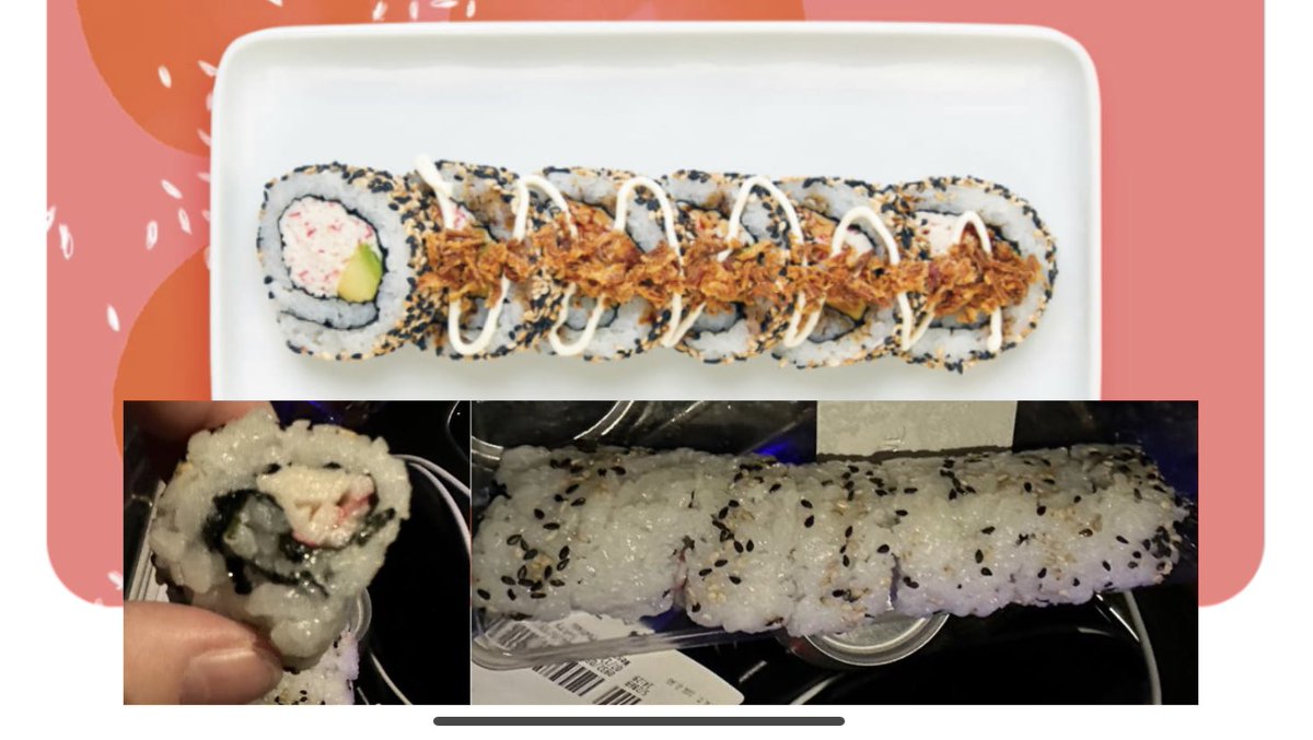<a href="/YOSushi/">YO!</a> more like NOsushi! 4th time I’ve experienced your marketing Vs reality ‘Crunchy California rolls’ when the only ingredients are rice &amp; a tiny bit of fake crab stick, its called rolled plain rice. As a business I get profit but this is a joke for £17