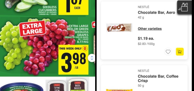 camthepiper's tweet photo. @PSnobelen @RealDoctorMike Grapes in the flyer, chocolate off the website, both from the same location. https://t.co/qrpFvAjjLM