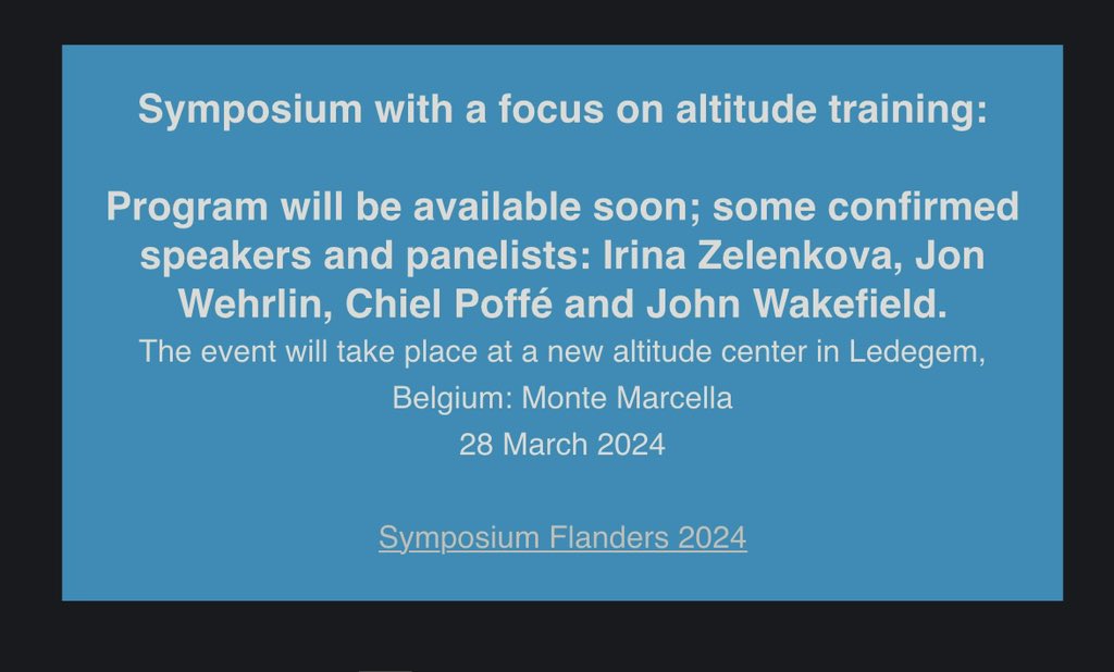 Safe the date for 2024!
#altitudetraining #scienceandCycling 
See you in Flanders 

science-cycling.org/symposium-flan…