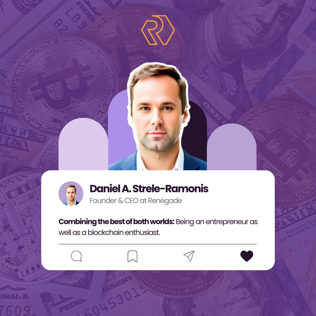 renegade_app's tweet photo. 👋🏻💥 Say hello to Daniel A. Strele-Ramonis, the visionary Founder and CEO of Renegade, whose expertise in finance, law, and economics are shaping the future of finance. 🌟

#Renegade #Crypto #finance #Crypto#Fintech https://t.co/46p9c92B5Y