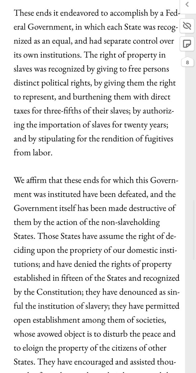 fmapproved's tweet photo. @NikkiHaley Hey @NikkiHaley I have a question for you! What was the reason the Civil War happened? I’ll give you a hint, and bonus points if you can tell me what document this is from. https://t.co/s1Hcsf4Rmv