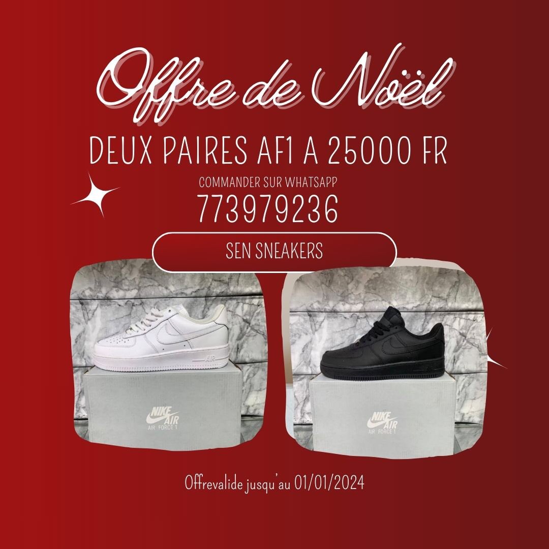 tafasadji's tweet image. J’offre une paire de AF1 à une personne au hasard 

Condition : RT et Follow 

Tirage le 31 décembre à 20h