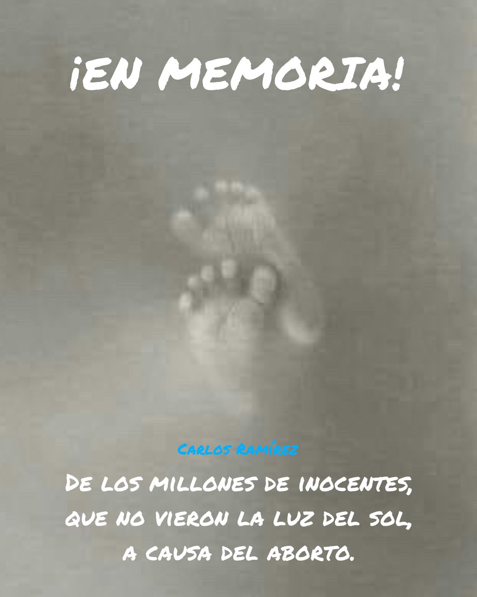 CarlRamirezA's tweet photo. ¡DÍA DE LOS INOCENTES! 

En memoria de los millones que no verán la luz del día. Por la conversión de los que de manera directa o indirecta, han provocado una de las más grandes catástrofes mundiales. 

#DiaDeLosInocentes https://t.co/rcMq0hmNab