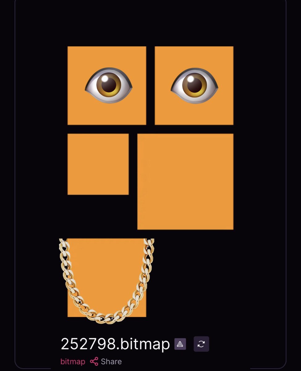 fitzyOG's tweet photo. 𝐖𝐇𝐀𝐓 𝐓𝐇𝐄 𝐇𝐄𝐋𝐋 𝐈𝐒 𝐀 𝐁𝐈𝐓𝐌𝐀𝐏? 🤨

Well.....this one is mine (eyes and chain not included btw 😂)

𝐁𝐮𝐭 𝐬𝐞𝐫𝐢𝐨𝐮𝐬𝐥𝐲, 𝐰𝐡𝐚𝐭 𝐢𝐬 𝐢𝐭 𝐚𝐧𝐝 𝐰𝐡𝐲 𝐬𝐡𝐨𝐮𝐥𝐝 𝐈 𝐜𝐚𝐫𝐞?

Every Bitmap is an inscribed representation of a particular Bitcoin Block’s data (block number + .bitmap)

My Bitmap is block 252798, so when it was inscribed as an Ordinal, it became ‘252798.bitmap’

In the Bitmap world, each Bitmap is referred to as its own ‘District’ 🗺️

Basically, the creation of Bitmaps has turned each Bitcoin block into the literal building blocks of Bitcoin native worlds. So Bitcoin land is what they are. 

Each Bitmap/District contains a certain number of ‘parcels’ 📦

On my Bitmap, you can see that there are 5 parcels in total.

Each of these parcels, represents a single transaction that was secured in that particular Bitcoin block.

It just so happens, that mine looks like a head/face (2 eyes up top, a large nose on the right, a mouth represented by the blank space on the left, and the neck at the bottom).

This makes my Bitmap even more significant, as it's a 'Bitmon' but i’ll cover that in another thread.😏

𝐏𝐚𝐫𝐜𝐞𝐥𝐬 📦

One of the cool things about parcels, is that the owner of the Bitmap can, if they so choose, inscribe one of them onto a separate Satoshi, creating a new asset.

These can then be transferred or sold to someone else.

Because my Bitmap/district has 5 parcels, I have 5 natural resources or commodities that can be detached and sold/utilised at a later date.

I know this all sounds kinda weird, and that’s because, well, it kind of is!

The value of Bitmaps today is based purely on speculation. But then again, aren’t all of our lovely ‘jpegs’? 🤷🏻‍♂️

But the speculation is all built around ‘Bitmap Theory’

A theory presented by @blockamoto, the creator (or ‘discoverer’) of Bitmap.

Until a few days ago, I had resisted the urge to read up on it, and had instead, been focusing purely on the fine art side of Bitcoin (things like @onchainmonkey, @metablends and @billyrestey’s BitBlocks)

However, with a few friendly nudges from people I respect in the space, such as @spiritzero, @cryptocamnft, @mleejr, @guyimprov & @hashtagzmedia, I was inspired to speed-run my understanding to the point that I now see the almost unfathomable potential for Bitmaps! 🤯

𝐁𝐔𝐓 𝐖𝐇𝐘𝐘𝐘?!!

Well, this is not your average “metaverse”! Oh no, no no!

For starters, it’s built directly on top of Bitcoin’s data legacy, in as much as the raw data stored within each block since its inception in 2009 is what makes them special (and elegant actually). ✨

They were created using only the building blocks that Satoshi himself intended. To me, this is incredibly bullish, as anything that inherits the core properties of Bitcoin, has the potential to last for decades, if not centuries. 🗿

Also, the free and open mint of Bitmaps makes it ultra decentralised, as a first to mint claim method was used, meaning anyone could inscribe a block number as a Bitmap.✍️

There is a lot of potential for builders to construct worlds or ‘metaverses’ on top of the raw district and parcel data within all Bitmaps.

Please notice that I said 'metaverses', PLURAL! 👀

I believe that this is something that many people are not yet fully comprehending, but yet is one of the single most bullish things about bitmaps! 🔥

If you think about all the metaverses on other chains, such as Ethereum or Solana, you realise that they are quite centralised! 😬

Very centralised actually. To the point that it’s almost laughable, considering how they marketed themselves and how we all kind of believed the hype. 🙈

To demonstrate this, let’s think about how that business model usually works for companies like Decentraland or Sandbox.

These companies invite developers and brands to construct infrastructure within it. They then expect them to attract users to their world.

They’re ONE world, which would very likely not allow people, at least not frictionlessly, to take their assets and use them within a different metaverse.

They’re clealry not the interoperable future that we were promised during the last cycle.

This is where Bitmaps will THRIVE!

You see, Bitmaps itself is not the metaverse!

Instead, it merely serves as the base layer for other developers and brands to build THEIR metaverses on top of.

It allows for a holder of a Bitmapo to enter a new metaverse with the same asset (their map), but yet their experience would be totally different

To explain what I mean, let’s think back to what I said earlier, with regards to Bitmaps being made up of raw Bitcoin data. 🤔

Let’s take mine for example (Bitmap #252798)

We have a few data points here:

- Block number
- Year, date & time
- Dollar value stored within it
- Amount of bytes stored
- Number of transactions, or ‘parcels’
- Avg. fee rate

But you must also factor in the type of Sat that a particular Bitmap is inscribed on, as rarer sats will make them more valuable (eg. block 9, block 78, Pizza, uncommon sats etc). 💎

Now, this might all sound like over-thought, semantically granular levels of detail to be considering with Bitmaps, but it really, really isn’t!

𝐂𝐮𝐬𝐭𝐨𝐦𝐢𝐬𝐞𝐝 𝐄𝐱𝐩𝐞𝐫𝐢𝐞𝐧𝐜𝐞 🤌

What all of these data points represent, are the raw materials for any metaverse that chooses to build on Bitcoin in the future! 🧱

For example, if I were to build ‘FITZYVERSE’, I may choose to have the number of parcels within a Bitmap, determine the height of a structure within my world.

In FITZYVERSE, any Bitmap with only 1 parcel, could be represented visually as the tallest skyscraper, and then for every additional parcel within a Bitmap, the building could lose some of its height, and therefore, it's grandeur🏙️

Whereas, in another metaverse, let’s say ‘DONKEYVERSE’, they might decide to instead use the data point for total dollar value stored within a block/Bitmap, to represent taller structures/buildings. It’s completely up to them. 🤷🏻‍♂️

In short, any datapoint could be represented however the creator of that metaverse wanted. 🧠

Ultimately, the data points that metaverse developers use to represent the size, colour, movement or capabilities of something within their world, is arbitrary.

𝐈𝐧 𝐒𝐮𝐦𝐦𝐚𝐫𝐲 

Bitmap is not the base layer of a bitcoin metaverse, it’s actually the base layer of the Bitcoin MULTIVERSE!! 🤯

And each bitmap is a key to anything that's built on top of them. 🔑

This is huge in imo! 🔥

It means that as a Bitmap holder, you hold a piece of the base layer of every single metaverse that will ever exist on bitcoin, and as a result, all of them will be trying to attract you to come and use or build in theirs!

And if we look at page one of the web3 customer acquisition handbook, it clearly states that AIRDROP SEASON IS KING/QUEEN! 👑🪂

So that's an additional consideration for us all I think 🤔

𝐅𝐈𝐍𝐀𝐋 𝐓𝐇𝐎𝐔𝐆𝐇𝐓 💭

I only began studying Bitmaps a few days ago, so if you think I’ve gotten any of this “wrong”, or missed things out, then that’s probably why.

But I think that this at least provides a good overview of the possibilities with Bitmap.

If this has helped you understand it more, please consider sharing it with others, as there is a lot to take in with Bitmaps, but for those prepared to read up on it a little, I think there could be some great opportunities to win big in this next cycle! 🙏🏻