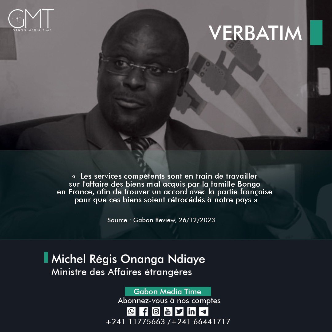 [#Verbatim] Michel Régis Onanga Ndiaye : « Les services compétents sont en train de travailler sur l'affaire des biens mal acquis par la famille Bongo en France »

📱066441717 📞 011775663

#GMT
#Gabon