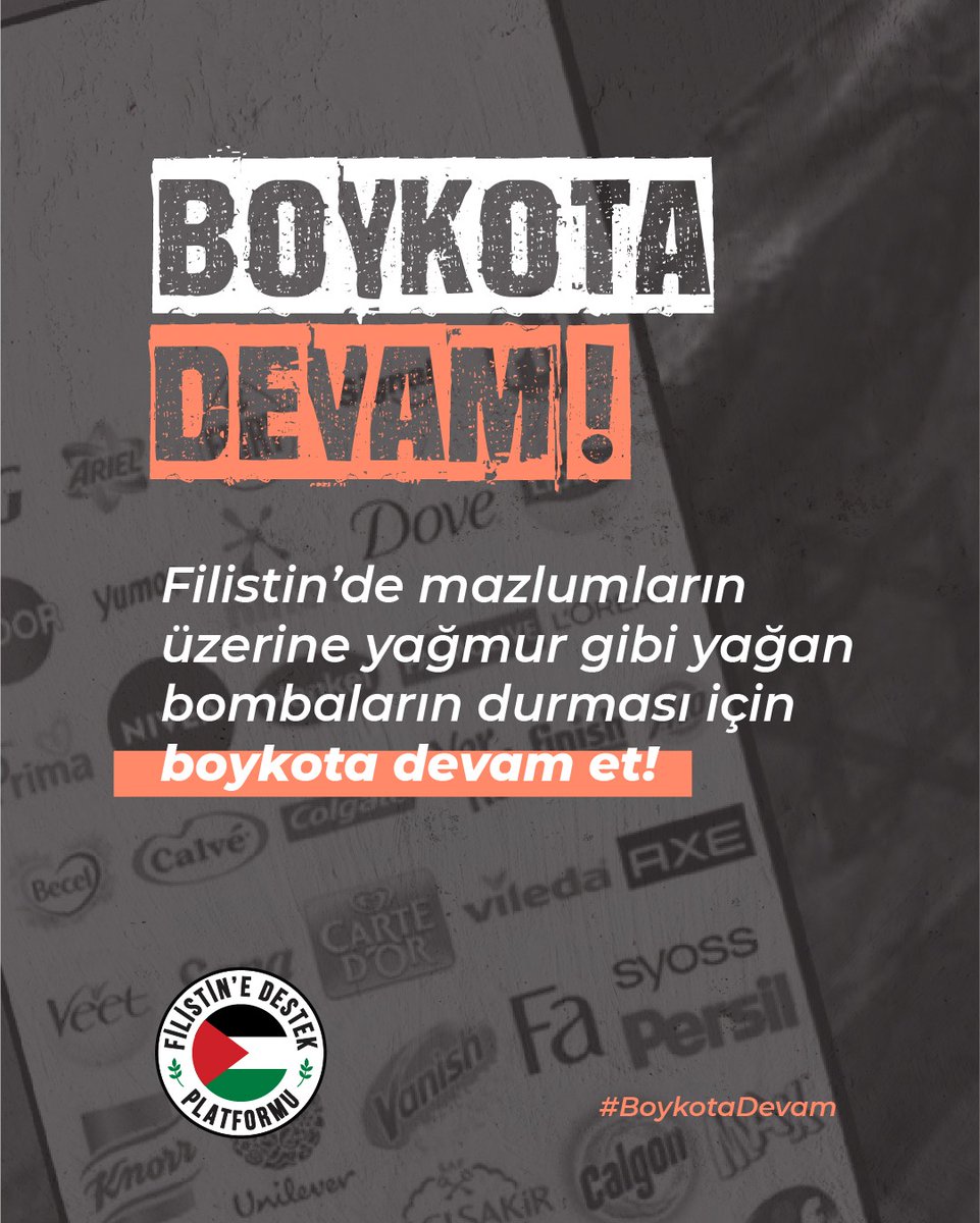 Filistin’de mazlumların üzerine yağmur gibi yağan bombaların durması için #BoykotaDevam et!