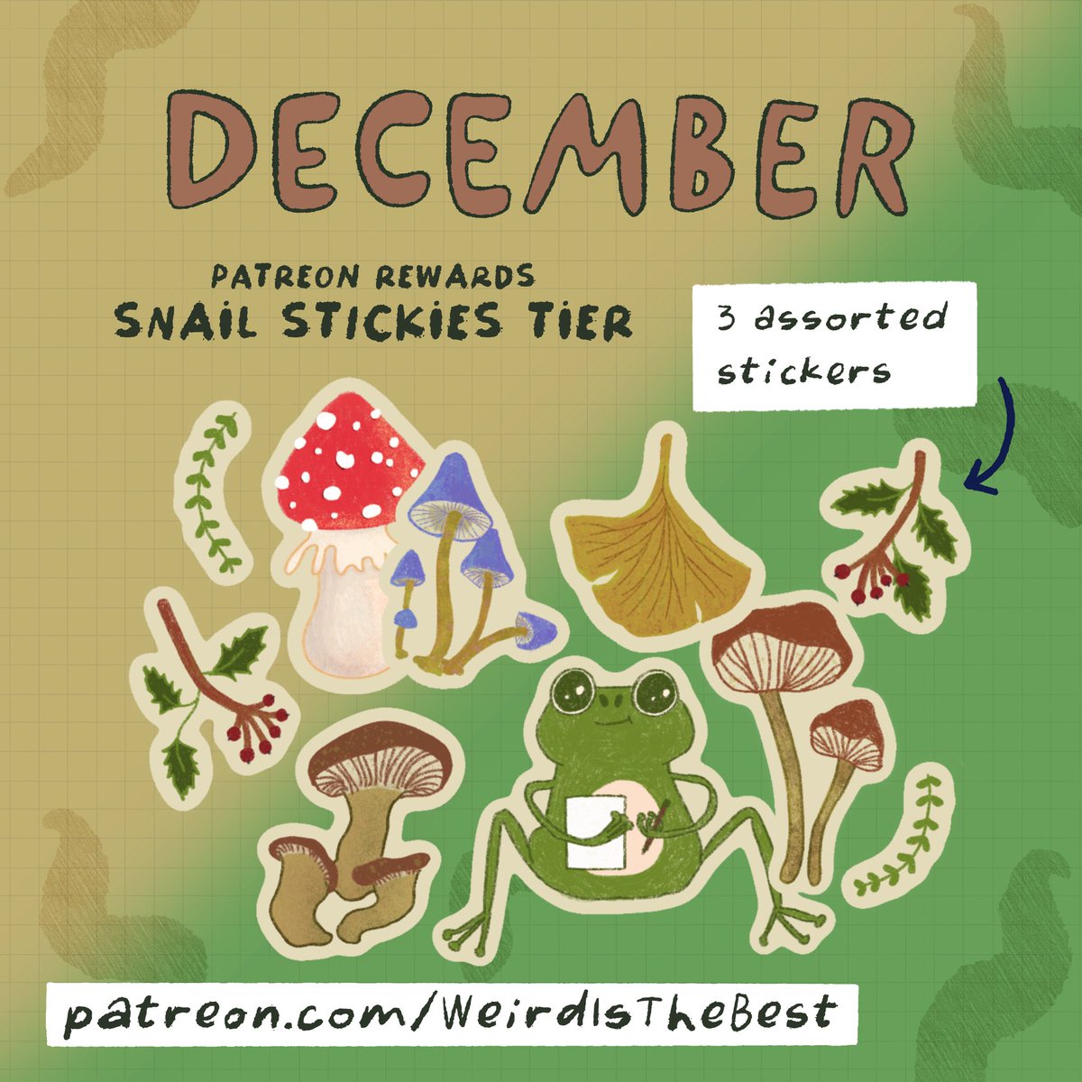 WeirdIsTheBest's tweet photo. Join before end of December to get some fun rewards https://t.co/ctr7nSNG8P including prints and stickers, printables, exclusive videos. Plus, if you don’t want any paid tiers you can now join free membership for occasional freebies and posts! https://t.co/dYXJMs0q5u
