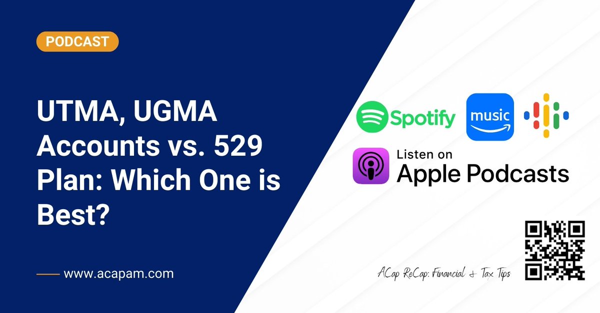acapam's tweet image. #UTMA, #UGMA, and #529plans are all great ways to save for your child's future, but there are differences you need to consider before making a decision on which account best suits you.

Tune in now to make an informed decision⤵️
hubs.la/Q02dTcX40

 #podcast #iTunes #Spotify