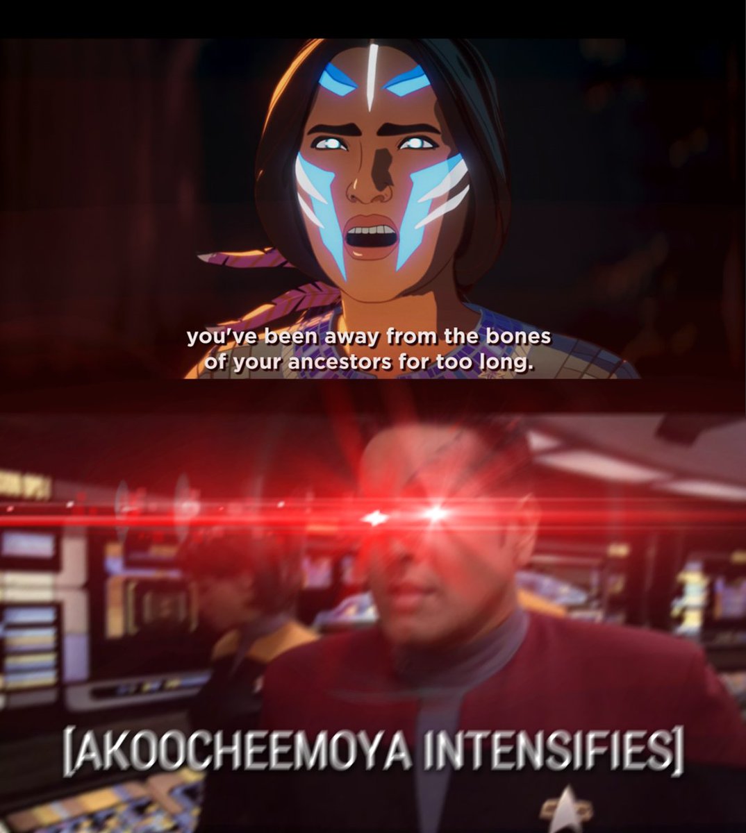 TriplicateEnt's tweet photo. While watching S2E6 of Marvel Studios What If...?
#Chakotay #Voyager #WhatIfSeason2 #akoocheemoya https://t.co/lcUeVjEHtF