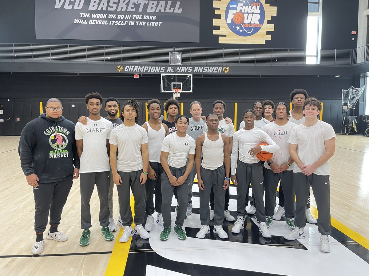 MaretBHoops's tweet photo. Maret prepares for their semi final game tonight after their 67-56 win yesterday vs. Holy Ghost Prep. Shoot around at VCU. Play St. Maria Goretti at 6:15pm.
#marethoops https://t.co/3iype7cZPp