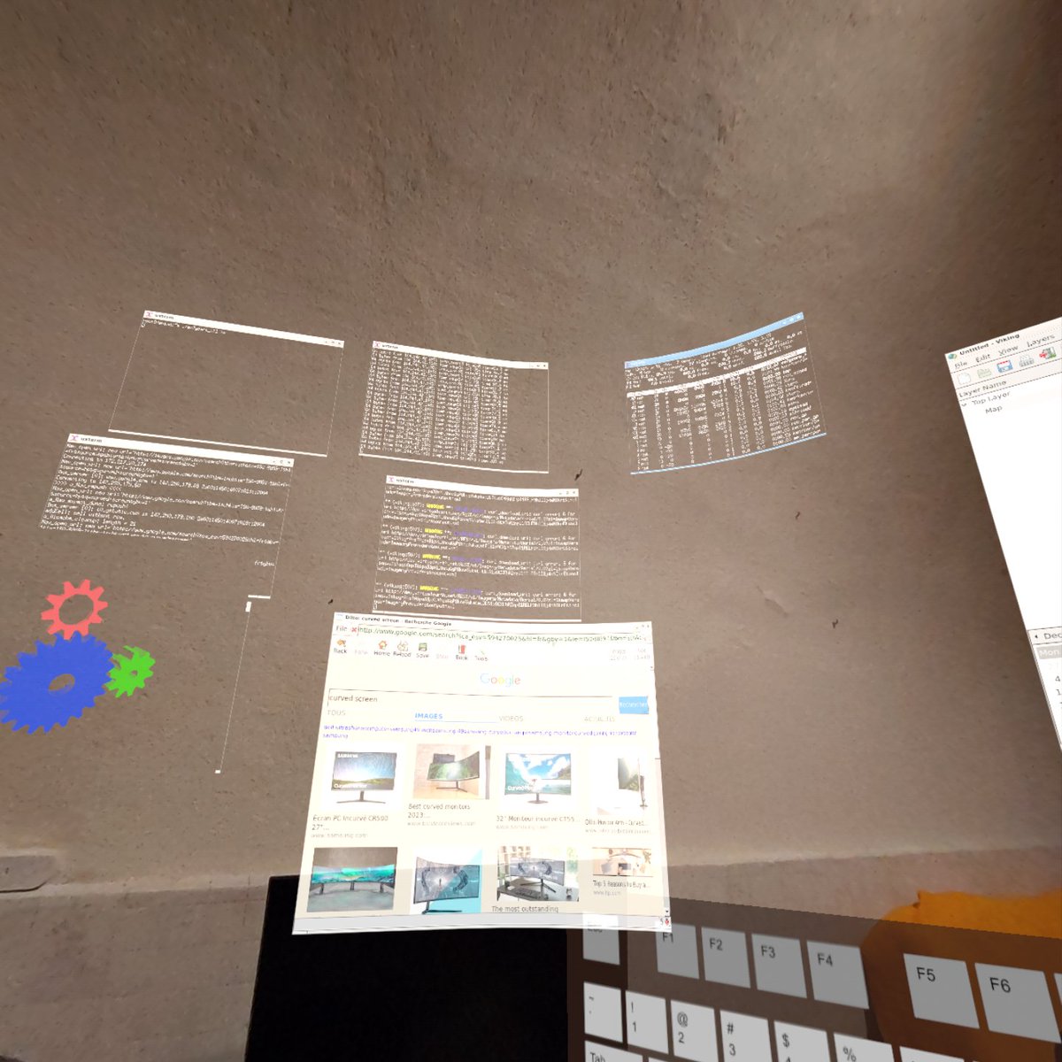 anjin_games's tweet image. This is serious #XRLinux desktop abuse. 4096x1365 of pure linux pixels in augmented reality.