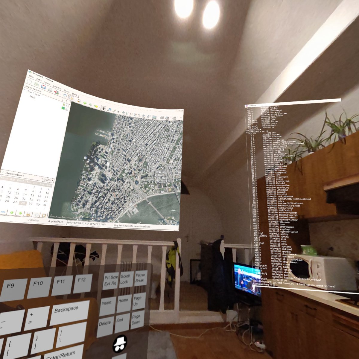 anjin_games's tweet image. This is serious #XRLinux desktop abuse. 4096x1365 of pure linux pixels in augmented reality.