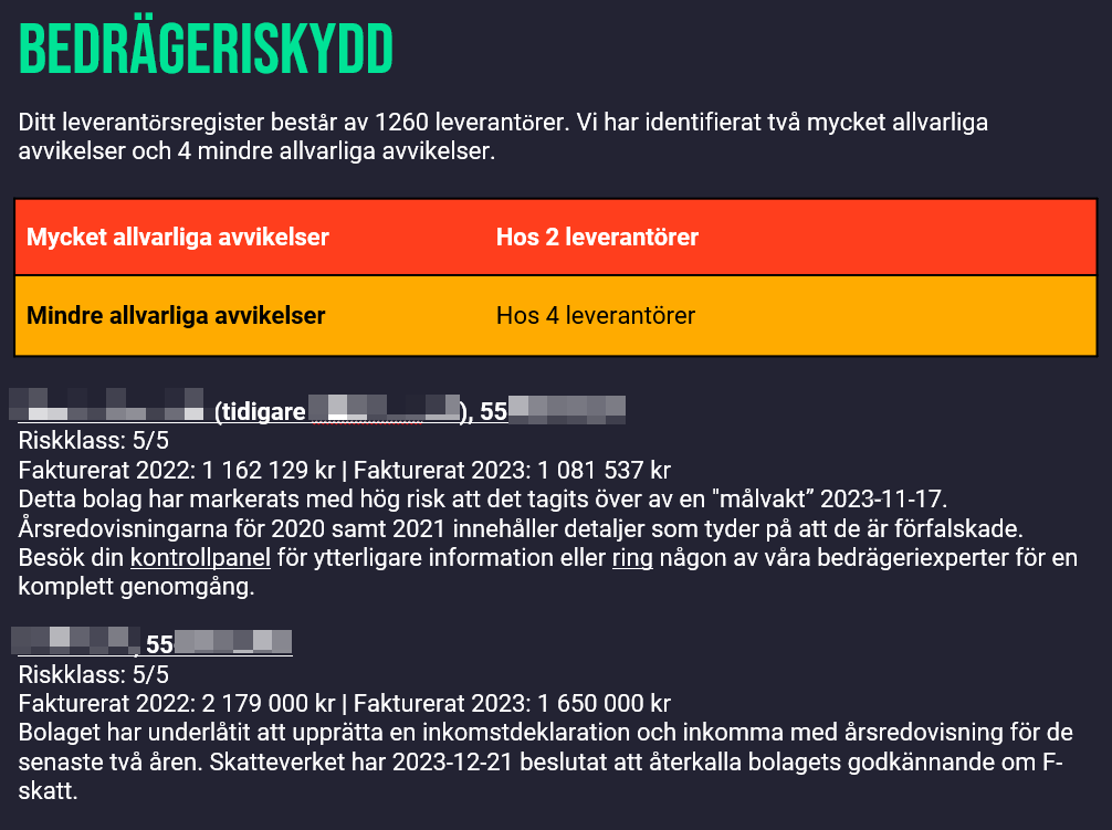 nylanderjens's tweet photo. Från 2024 är det möjligt för säkerhets- och ekonomichefer att >utan kostnad< få en månadsrapport över sina leverantörer och risker. Med hjälp av AI/ML tolkas mängder med datakällor för att identifiera mönster och skydda verksamheter 24x7. https://t.co/ZGChTVI8H3