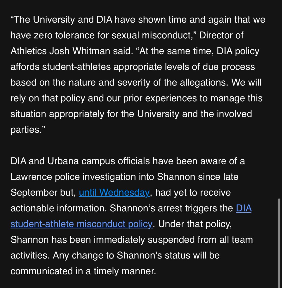 imandyolson's tweet photo. BREAKING: Illinois basketball guard Terrence Shannon Jr. has been charged with rape in Kansas and has been suspended by the team. 

Statements and release below: https://t.co/tivNssJfiG