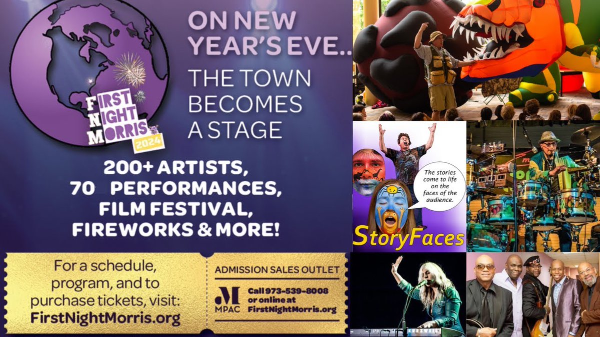 Staying indoors this New Year's Eve? Join First Night Morris County for the virtual countdown to midnight by visiting zurl.co/TAkB ! This year's livestream performance from the MPAC Theater (7PM) is available by purchasing tickets at firstnightmorris.org.