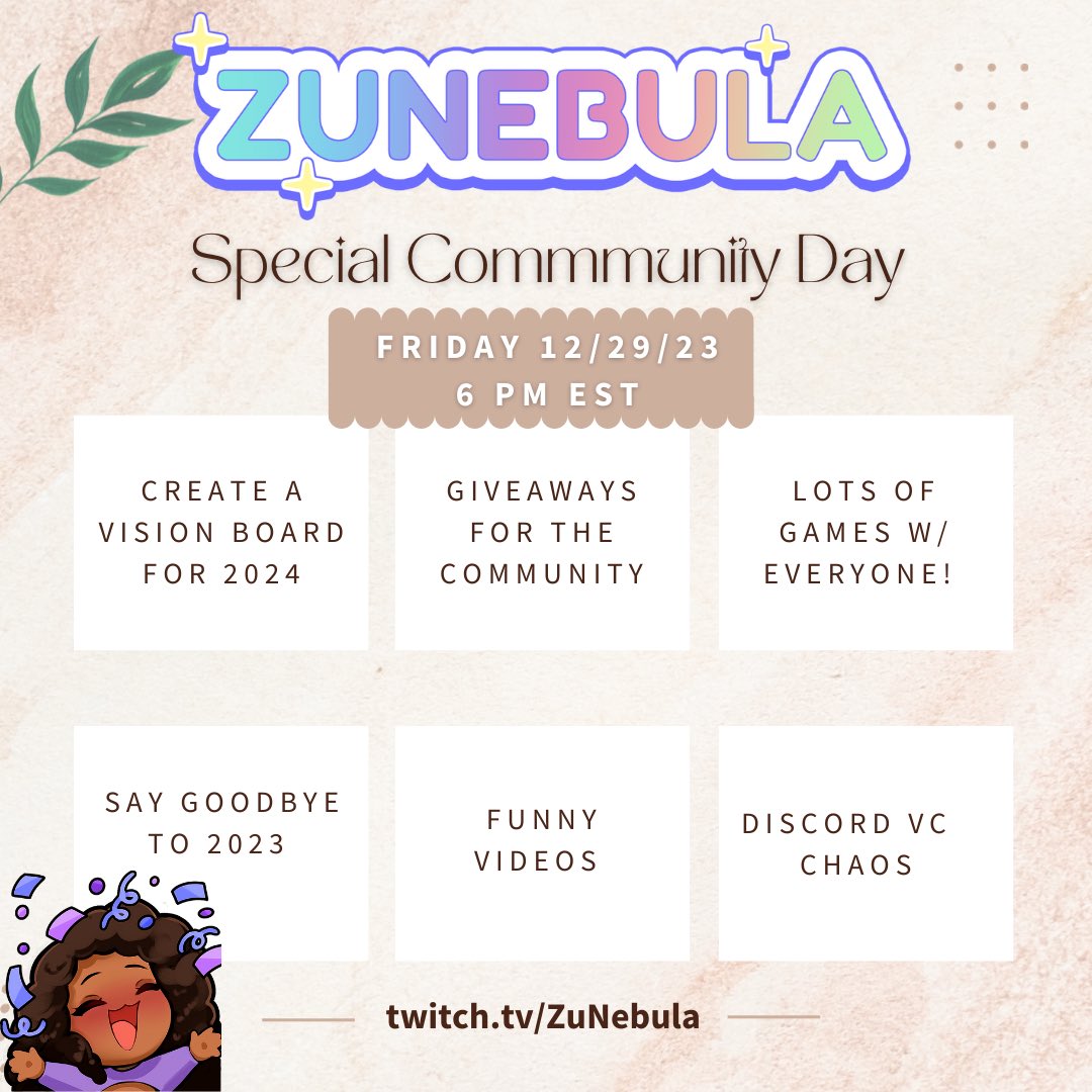 ZuNebula_'s tweet photo. I invite you all to a Special Stream tomorrow 6pm EST with me getting ready for 2024✨

I’m doing this all with you by my side💖

Let me bring joy to you by having a great time, ZU TANG CLAN💜
https://t.co/qAqa6dMay3 📍

Gracias🥹🇵🇷, 
Your fav boricua lady🫶🏽 https://t.co/qXOp0zlPUt