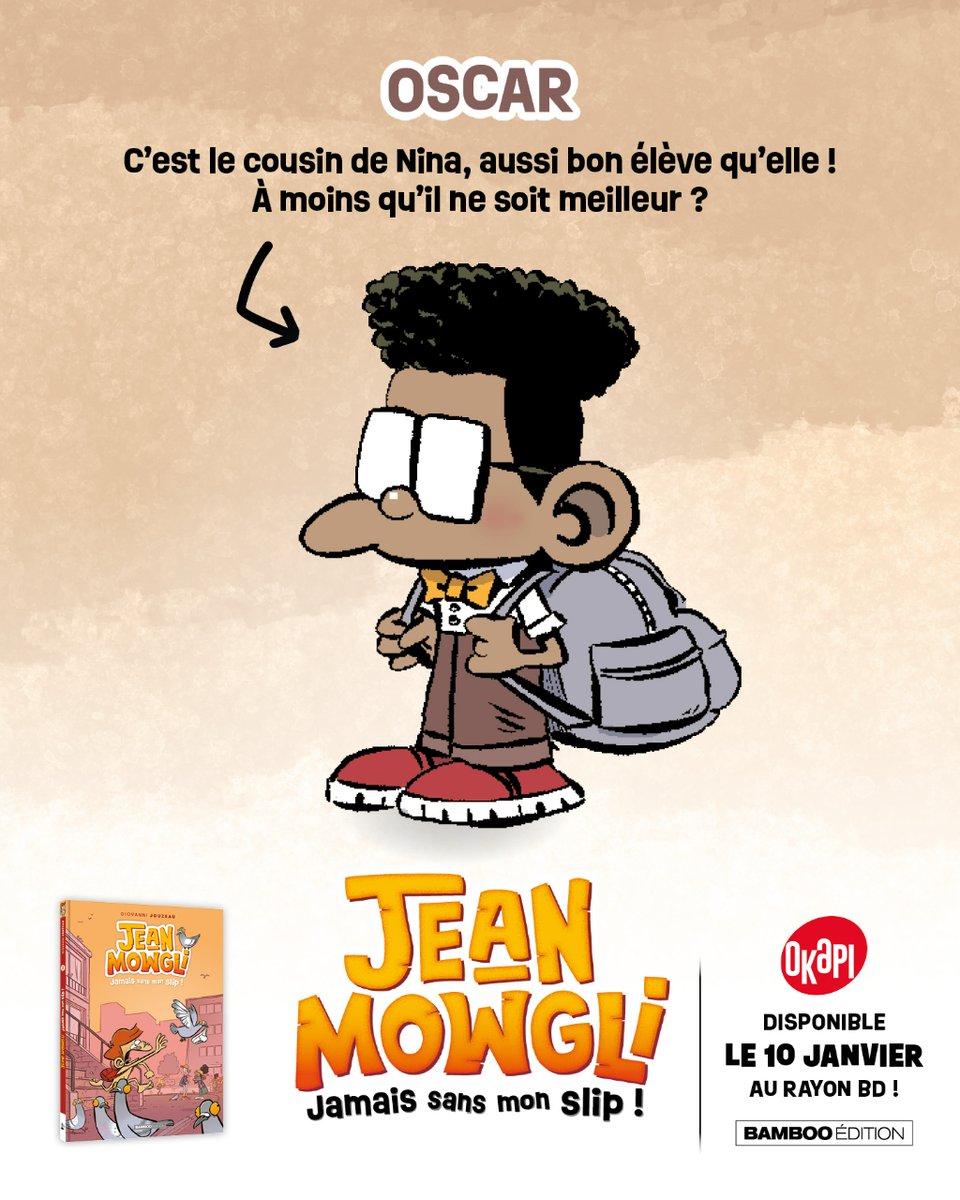 bamboo_edition's tweet photo. 🎒 Jean-Mowgli aussi se prépare à la rentrée de janvier ! Découvrez ses nouveaux camarades de collège : Oscar, Célia et Théa ! 😍
👉 De nouvelles aventures vous attendent le 10 janvier, avec le tome 2 de Jean-Mowgli !
En collaboration avec @OkapiMagazine. ⤵️ https://t.co/iHgKecBWyy