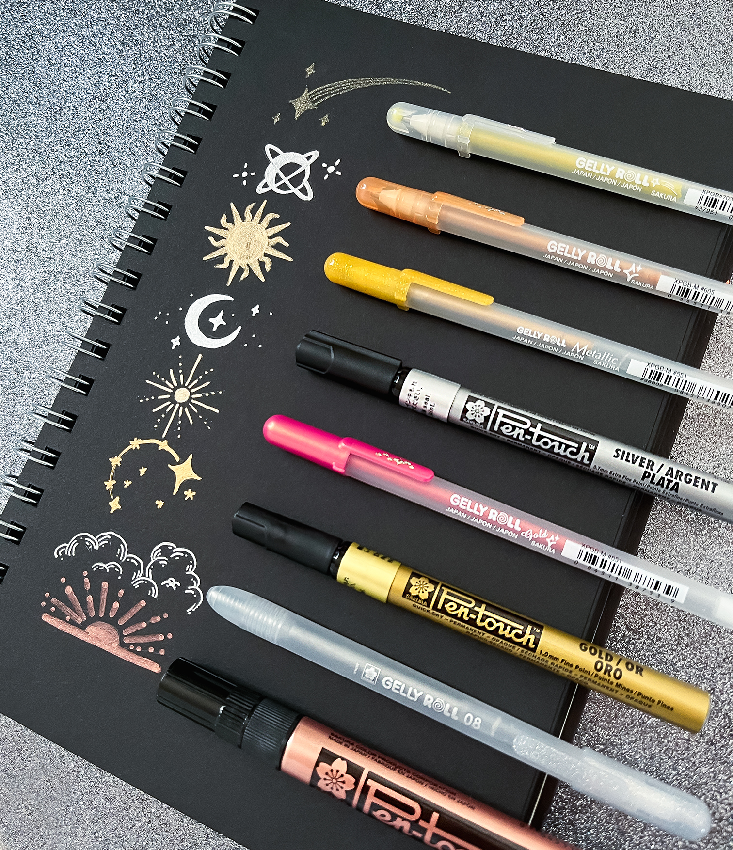 Sakura+Pigma+Micron+Pens+05+.45mm+6%2Fpkg+-+Black+Blue+Green+Red+Purple+%26  for sale online