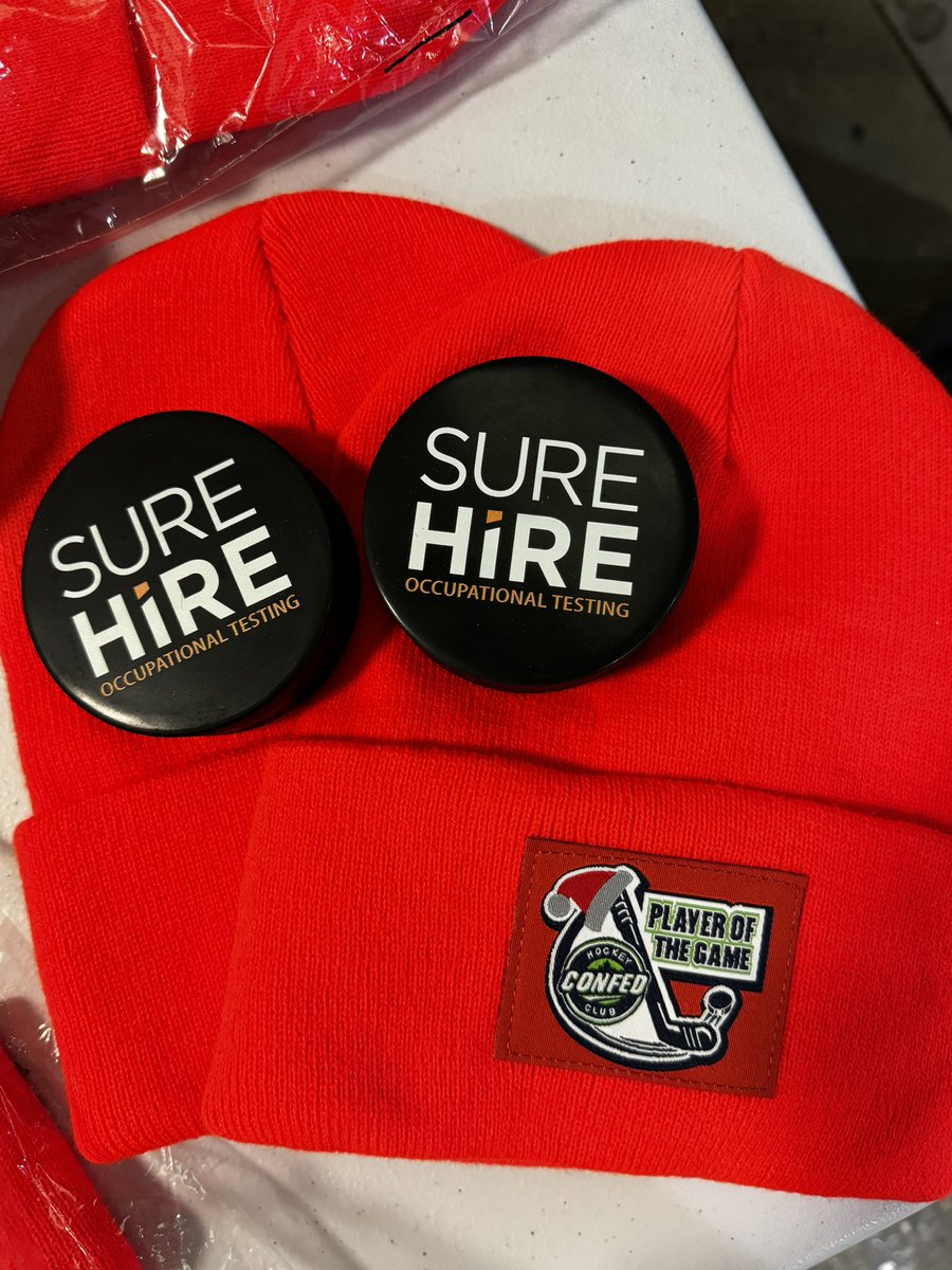 Thank you to @surehiretesting for being our game puck sponsor! #confedchristmas