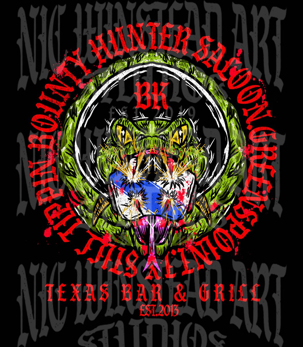 When you take a trip down to greenspoint, texas. Don't forget to make a stop at @bountykeith 'Bounty Hunter Saloon' Texas! Beer, BBQ, and Free Ass Whippin' every night.

#bountyhunter
#bryankieth
#wrestlingshirt 
#wrestlingmerch 
#texas
#saloon
#greenspoint