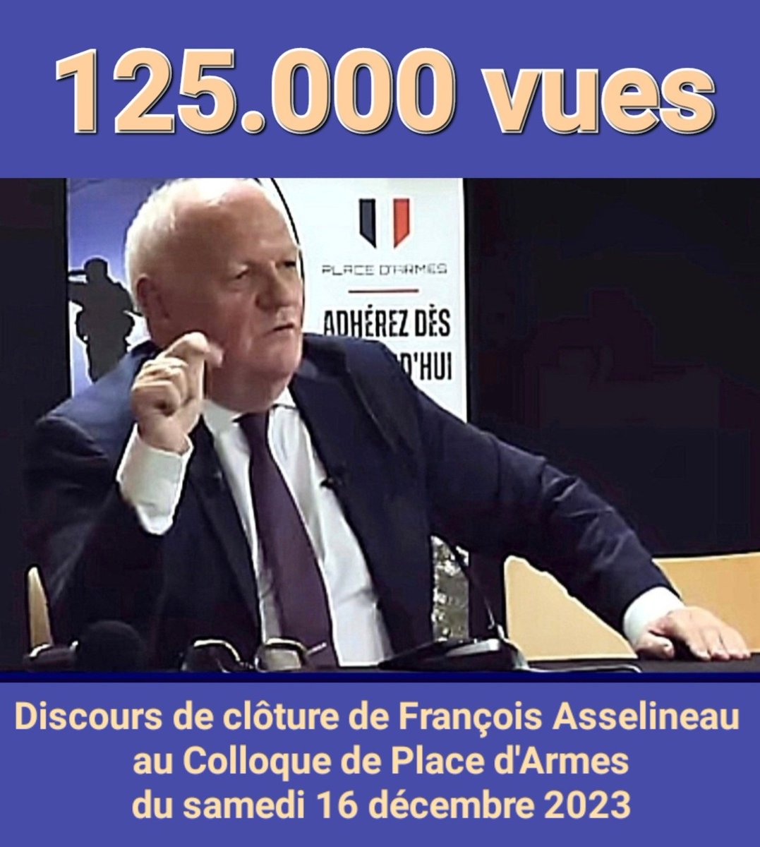 f_asselineau's tweet photo. 🎥 𝟭𝟮𝟱.𝟬𝟬𝟬 𝘃𝘂𝗲𝘀
🇫🇷 𝗣𝗢𝗨𝗥 𝗟𝗘 𝗗𝗜𝗦𝗖𝗢𝗨𝗥𝗦 𝗛𝗜𝗦𝗧𝗢𝗥𝗜𝗤𝗨𝗘
𝗗𝗘 𝗙. 𝗔𝗦𝗦𝗘𝗟𝗜𝗡𝗘𝗔𝗨 𝗔𝗨 𝗖𝗢𝗟𝗟𝗢𝗤𝗨𝗘
𝗗𝗘 "𝗣𝗟𝗔𝗖𝗘 𝗗'𝗔𝗥𝗠𝗘𝗦"
(16 décembre 2023)
https://t.co/1BNBveFQ5D
==
🇫🇷 𝗦𝗢𝗠𝗠𝗔𝗜𝗥𝗘 𝗗𝗨 𝗗𝗜𝗦𝗖𝗢𝗨𝗥𝗦
1️⃣ Ce discours totalement nouveau et très mobilisateur décrit d'abord les «4 angles morts» de tout débat sur le futur de l'Europe et de la France.

▪️𝟭°) 𝗤𝗨𝗜 𝗘𝗦𝗧 𝗟’𝗘𝗡𝗡𝗘𝗠𝗜 𝗡°𝟭 𝗗𝗘 𝗟𝗔 𝗙𝗥𝗔𝗡𝗖𝗘 ?
- «Nous disons que l’ennemi est l’ennemi»
(De Gaulle)
- «la France est en guerre et les Français ne le savent pas. Les Américains veulent un pouvoir sans partage sur le monde.»
(Mitterrand)

▪️𝟮°) 𝗤𝗨’𝗘𝗦𝗧-𝗖𝗘 𝗤𝗨𝗘 𝗟’𝗘𝗨𝗥𝗢𝗣𝗘 ?
- « Wer von Europa spricht hat Unrecht »
(Bismarck)

- Il ne peut pas y avoir de "Constitution européenne", car les différentes langues d'Europe n'ont pas la même conception de départ de ce qu'est une Constitution !

▪️𝟯°) 𝗟𝗘𝗦 𝗘𝗩𝗢𝗟𝗨𝗧𝗜𝗢𝗡𝗦 𝗔𝗖𝗧𝗨𝗘𝗟𝗟𝗘𝗦 𝗦𝗢𝗡𝗧-𝗘𝗟𝗟𝗘𝗦 𝗥𝗔𝗜𝗦𝗢𝗡𝗡𝗔𝗕𝗟𝗘𝗦 𝗘𝗧 𝗦𝗢𝗨𝗧𝗘𝗡𝗔𝗕𝗟𝗘𝗦 ?
• Dette publique
• Démographie
• Immigration
• Élargissement
• BRICS
• Effondrement de l’Autorité 

▪️𝟰°)𝗡𝗢𝗦 𝗗𝗜𝗥𝗜𝗚𝗘𝗔𝗡𝗧𝗦 𝗦𝗢𝗡𝗧-𝗜𝗟𝗦 𝗗𝗘 𝗕𝗢𝗡𝗡𝗘 𝗙𝗢𝗜 ?
«Le Roi est bon mais il est mal conseillé.» Vraiment ?

2️⃣ 𝗤𝗨𝗜 𝗖𝗛𝗢𝗜𝗦𝗜𝗧 𝗟𝗘𝗦 𝗗𝗜𝗥𝗜𝗚𝗘𝗔𝗡𝗧𝗦 𝗘𝗨𝗥𝗢𝗣𝗘𝗘𝗡𝗦, 𝗗𝗢𝗡𝗧 𝗟𝗘𝗦 𝗙𝗥𝗔𝗡𝗖̧𝗔𝗜𝗦 ?
« L’armée la mieux aguerrie a encore un point faible : le général qui est à sa tête »
(36 Stratagèmes chinois)

3️⃣ 𝗟𝗘 𝗗𝗜𝗔𝗕𝗟𝗘 𝗘𝗧 𝗟𝗘 𝗗𝗢𝗖𝗧𝗘𝗨𝗥 𝗙𝗔𝗨𝗦𝗧 
• Les cases à cocher
• Le verrouillage médiatique 
• Le verrouillage sondagier
• Les fausses oppositions
• Des «dossiers» permettant de «tenir» le Président

4️⃣ 𝗖𝗘 𝗤𝗨𝗜 𝗘𝗦𝗧 𝗔𝗧𝗧𝗘𝗡𝗗𝗨 𝗣𝗔𝗥 𝗟'𝗢𝗟𝗜𝗚𝗔𝗥𝗖𝗛𝗜𝗘 𝗤𝗨𝗜 𝗧𝗜𝗘𝗡𝗧 𝗟𝗘𝗦 𝗠𝗘𝗗𝗜𝗔𝗦 
L'Obéissance des dirigeants qui ont intégré le fait qu’ils DOIVENT OBÉIR aux medias

⚠️ Tout candidat ultra-médiatisé sert le système, même et surtout lorsqu'il est présenté comme un opposant.
Qui est la Meloni française ?
Qui est le Viktor Orban français ?
 ===
🚨 𝗖𝗢𝗡𝗖𝗟𝗨𝗦𝗜𝗢𝗡
« 𝗤𝗨𝗘 𝗙𝗔𝗜𝗥𝗘 ? »
«Что дѣлать ?»«CHTO DIELAT ?»
(Lénine)
On assiste à l'inversion de la perception de l’extrémisme.
Il faut :
□ un réarmement moral
□ choisir un dirigeant suprême qui soit
-de bonne foi
-toujours cohérent
-doté d'une solide culture générale
-avec une grande expérience professionnelle
□ annoncer clairement que
LA FRANCE A UN AVENIR
à condition de
- Sortir de l'UE
- Sortir de l'euro
- Sortir de l'OTAN
- Poser les bases d'une 
République laïque "de tradition chrétienne"
====
 𝗟𝗜𝗘𝗡 𝗔̀ 𝗙𝗔𝗜𝗥𝗘 𝗖𝗜𝗥𝗖𝗨𝗟𝗘𝗥 𝗧𝗢𝗨𝗧 𝗔𝗨𝗧𝗢𝗨𝗥 𝗗𝗘 𝗩𝗢𝗨𝗦 ⤵️
https://t.co/1BNBveFQ5D
---