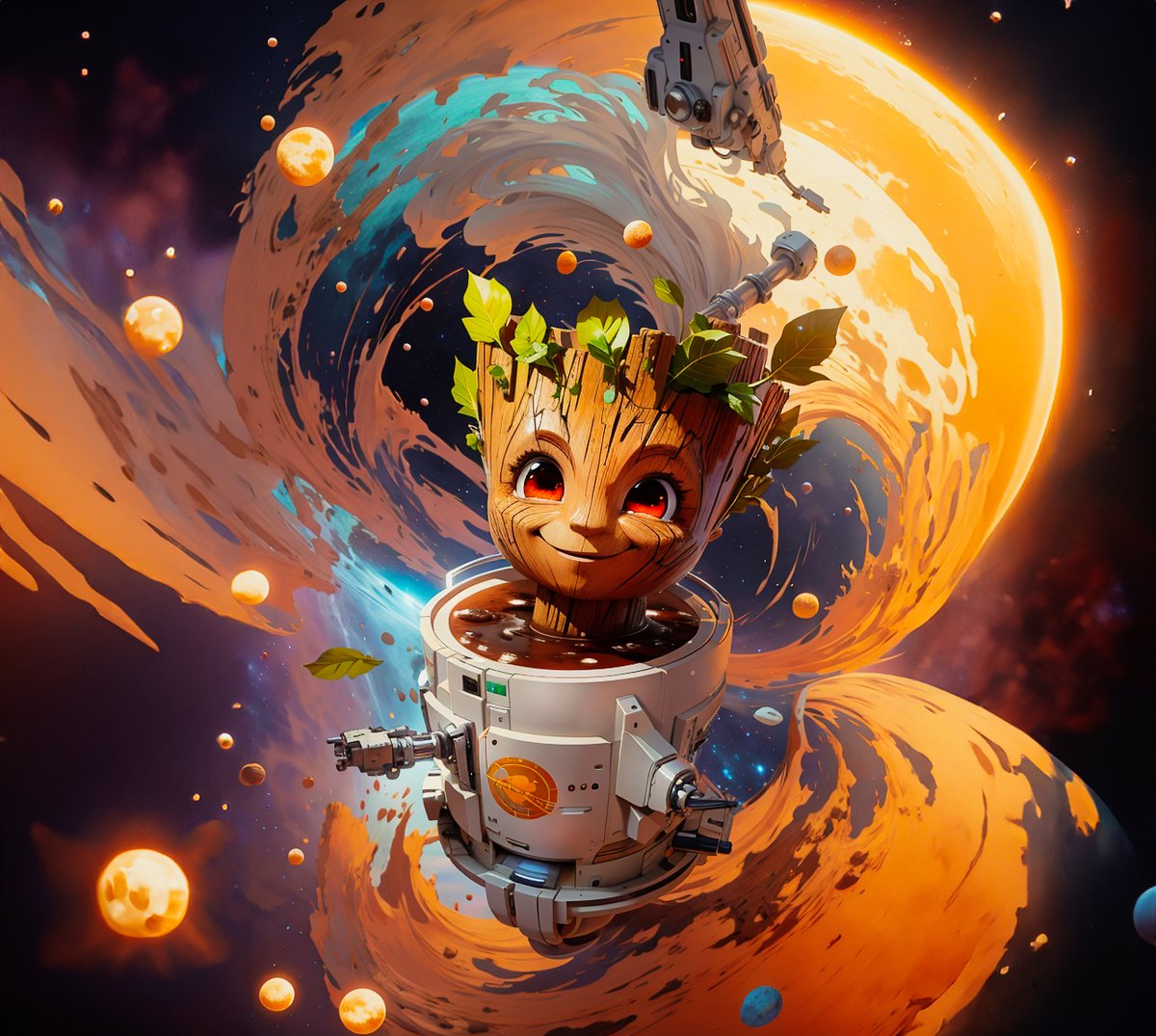 ElectroKendjiro's tweet photo. THE GALACTIC TRANQUILITY OF GROOT'S JOURNEY
QUOTE:“I'm Groot”    

#AI #AIArt #AIArtGallery #AIArtistCommunity #Imgroot #grootman