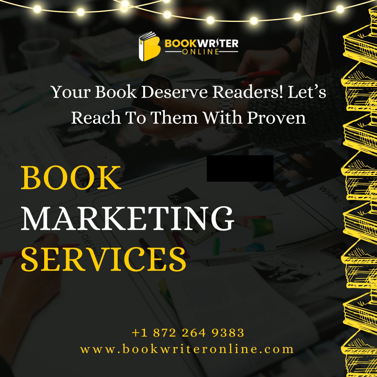 Bookwriter100's tweet photo. Get Your Book Noticed! Our Marketing Services Help Authors Shine, Reach More Readers, Sell More Book. For #free consultation give us a call +1 872 264 9383 or visit

 https://t.co/b7r5lBLSka

#book  #bookstagram #bookwriting #bokwriteronline #bookwriter #bookmarketing https://t.co/vfKFJTIsdt