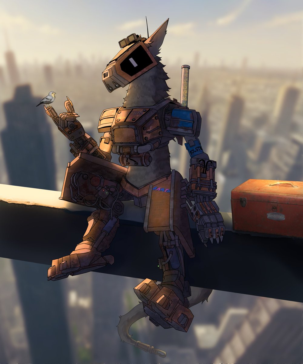 8m8nryu's tweet photo. A scenic picture of JELLY on discord of his protogen in a brutalist city scape finding a small bird friend! I hope he doesn't fall 😱🤭

#protogen #furryart #furry #furryartwork #furryfandom #furryartist #furrycommunity #furrycommission #digitalart #DigitalArtist #digitalpainting https://t.co/i4Xx0pslLi