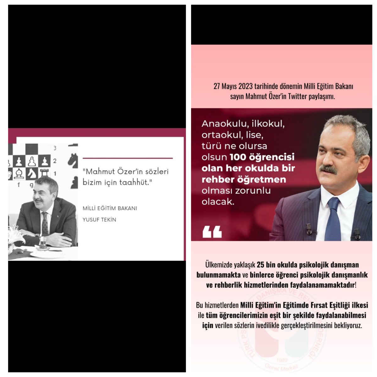 "Mahmut Özer'in sözleri bizim için taahhüt" demiştiniz sayın <a href="/Yusuf__Tekin/">Yusuf Tekin</a>. Eğer gerçekten böyleyse PDR norm konusunda sayın <a href="/prof_mahmutozer/">Mahmut Özer</a>'le işbirliği içersinde olmanızı bekliyoruz. Okullardaki PDR hizmetlerinin önemini sayın <a href="/prof_mahmutozer/">Mahmut Özer</a>'den dinleyin.
#OkullaraPDRSözü