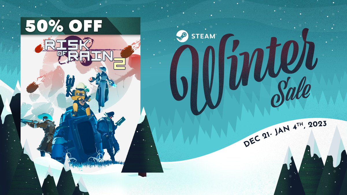 It's not too late to grab yourself a gift or treat a friend. The Steam Winter Sale is still going! 🎁  

Risk of Rain Returns, Risk of Rain 2, and the Survivors of the Void expansion are all on sale until January 4!    

ROR2 (50% off): store.steampowered.com/app/632360/Ris…  
SOTV (35% off):