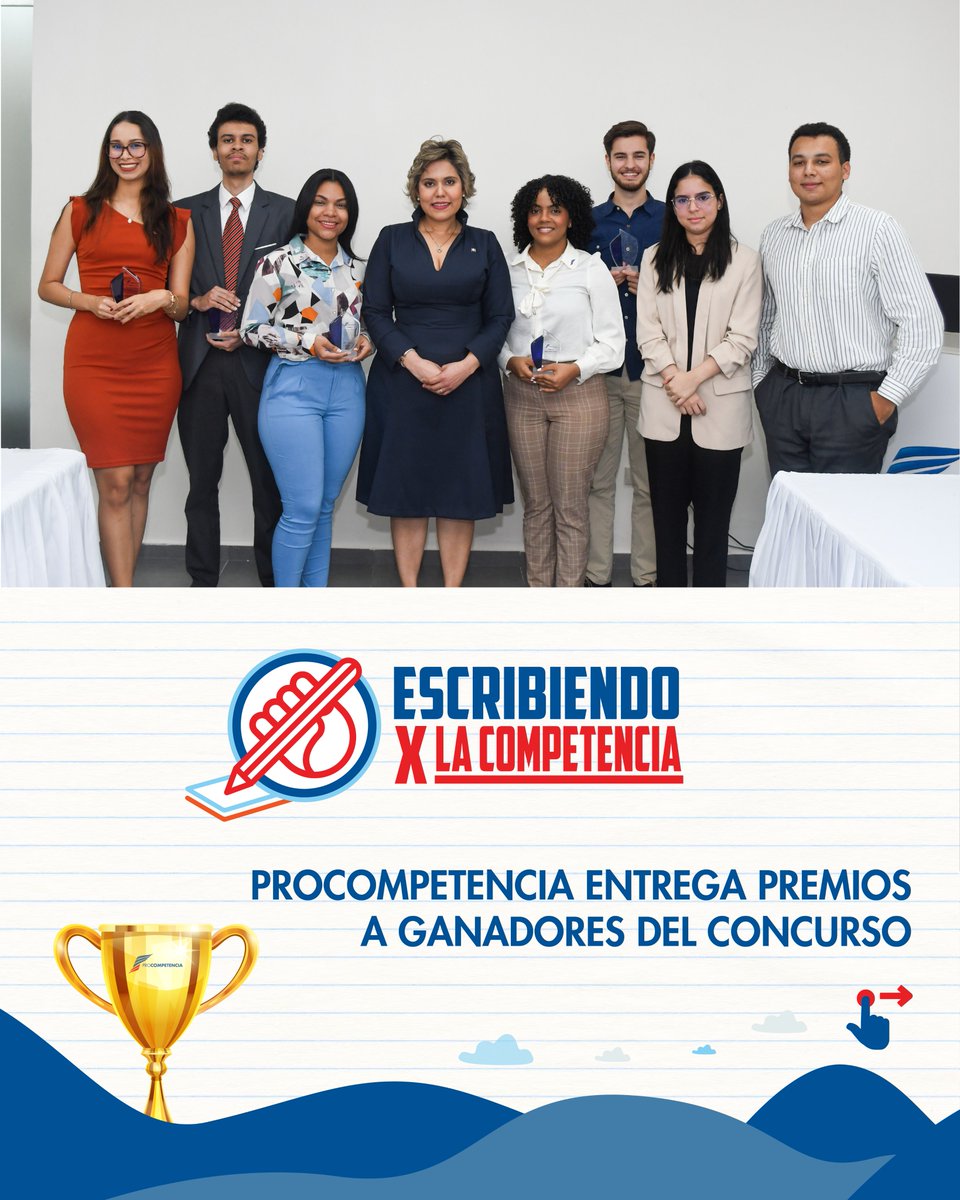 PCompetenciaRD's tweet photo. ¡Un año de grandes logros! 📝🏆

Entregamos formalmente los premios a los ganadores del Concurso Escribiendo X La Competencia 2023🥳

Nuevamente felicitamos a los ganadores y les exhortamos a seguir apoyando la construcción de una cultura de libre y leal competencia. https://t.co/OVmajUS5hd