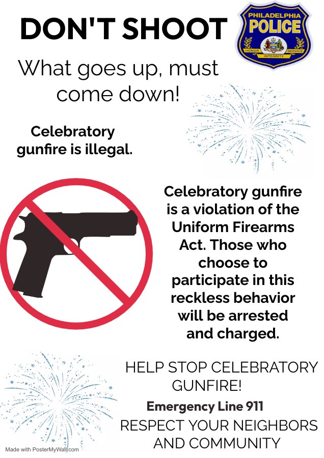 PPD01Dist's tweet image. What goes up must come down! Help stop celebratory GUNFIRE!