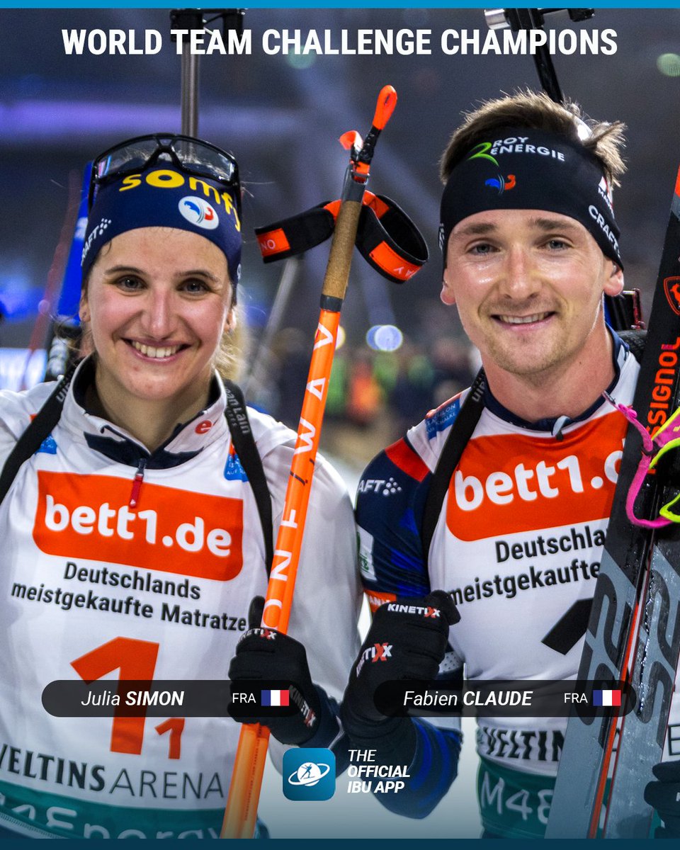 biathlonworld's tweet image. UNE FOIS DE PLUS 🇫🇷

Julia Simon and Fabien Claude defend their title at the World Team Challenge auf Schalke! ✨ 

Tandrevold/Laegreid 🇳🇴 and Klemencic/Fak 🇸🇮complete the podium!

📷Yevenko/IBU #BiathlonaufSchalke #WTC2023