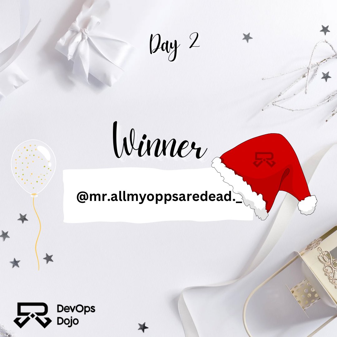 thedevopsdojo's tweet photo. GIVEAWAY WINNER ALERT (Day 2)🤓
Congratulations mr.allmyoppsaredead._ 🎉. Please send us a DM to claim your prize.
#devops #devopscommunity #devopsdays #devopsnight #devopsengineers #devopsengineer #cloudengineer #sre #thedevopsdojocommunity https://t.co/yxTaDbzvQM