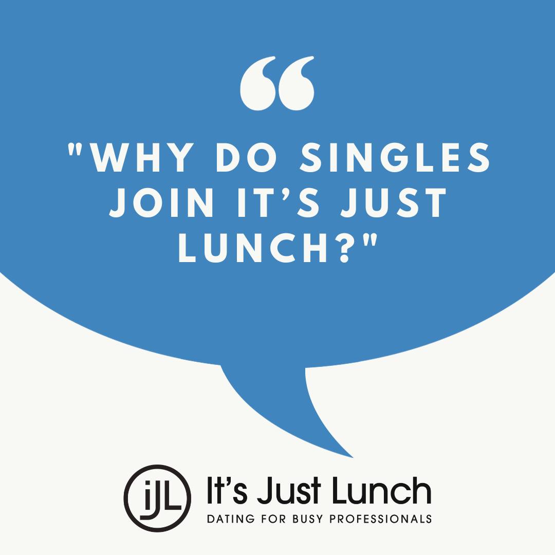 “Why do singles join It’s Just Lunch?” 🤔

People hire specialists such as financial advisors and personal trainers to handle so many aspects of their lives, so why not use a professional to help you find someone special.

bit.ly/ijltwitterwdc